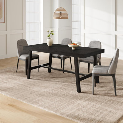 63" Industrial Dining Table for 4-6, Large Kitchen Table with Sturdy Metal Frame, Rectangular Counter