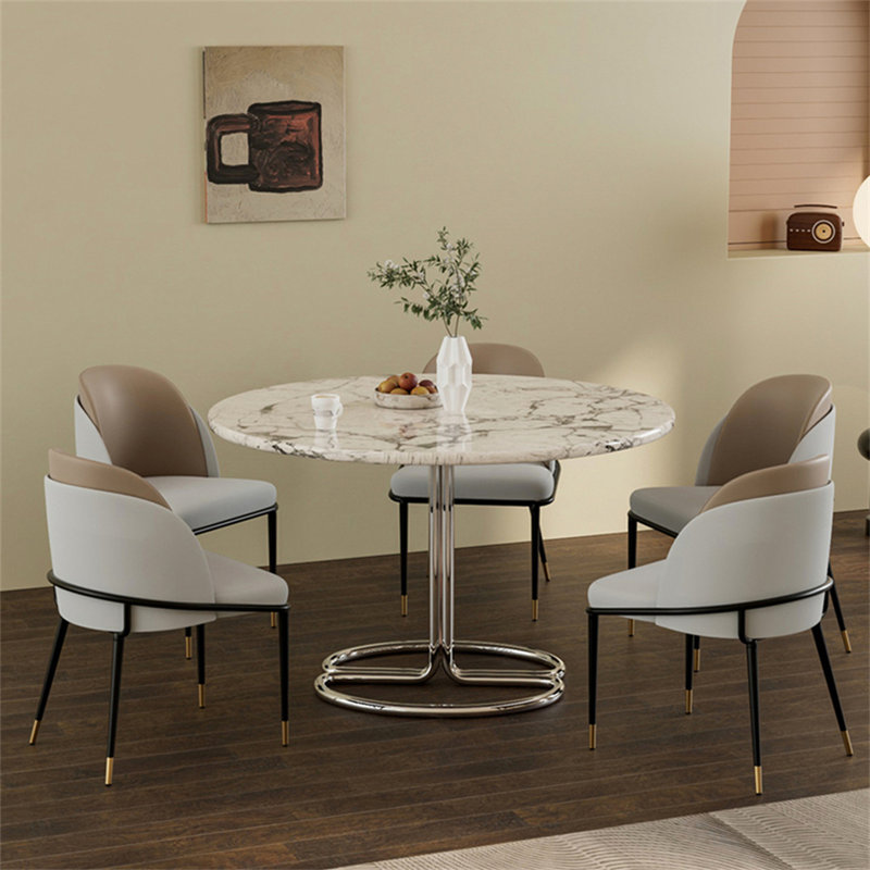 Atlandida 46.5cm H Microfiber / Microsuede Upholstered Metal Side Chair, Light Brown/White Grey