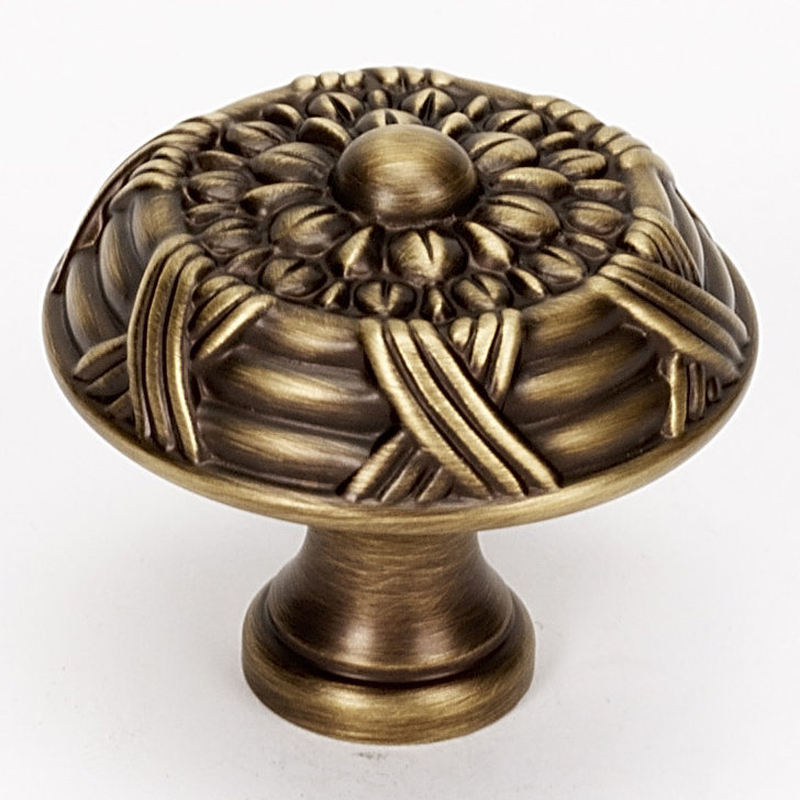 Ribbon and Reed Mushroom Knob, Antique English Matte