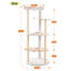 Tour à chat en bois pour chats d'intérieur, maisonnette grimpante à 5 niveaux avec poteaux à griffer en sisal beige