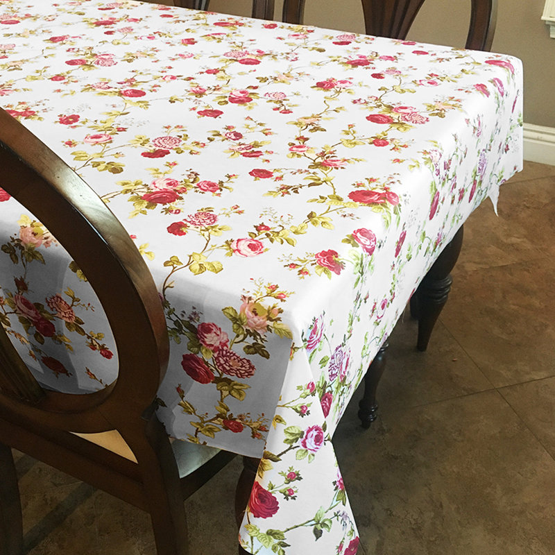 Vintage Floral Large Roses Print Tablecloths, 48" Square