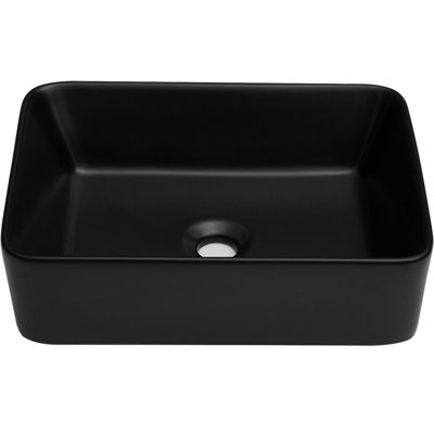 Lavabo de salle de bain rectangulaire en céramique 19X15x5.5 "- Aspect généreux noir