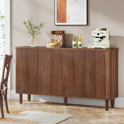 Buffet 59,9 pouces à cannelures 59 po avec porte symétrique en demi-cercle et crédence pour la cuisine