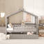 Lit double en bois avec lit gigogne simple-349194906