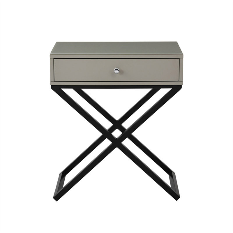 Koda 23" Taupe Wooden End Side Table Nightstand With Glass Top, Taupe
