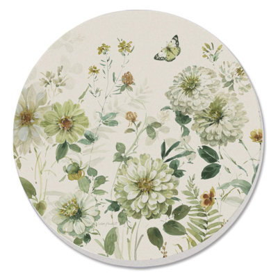 Paquet de 4 sous-verres ronds en pierre Green Fields