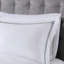 Édredon double / grand avec coussin en coton 500Tc et double broderie élégante, gris blanc, housse amovible-126359341