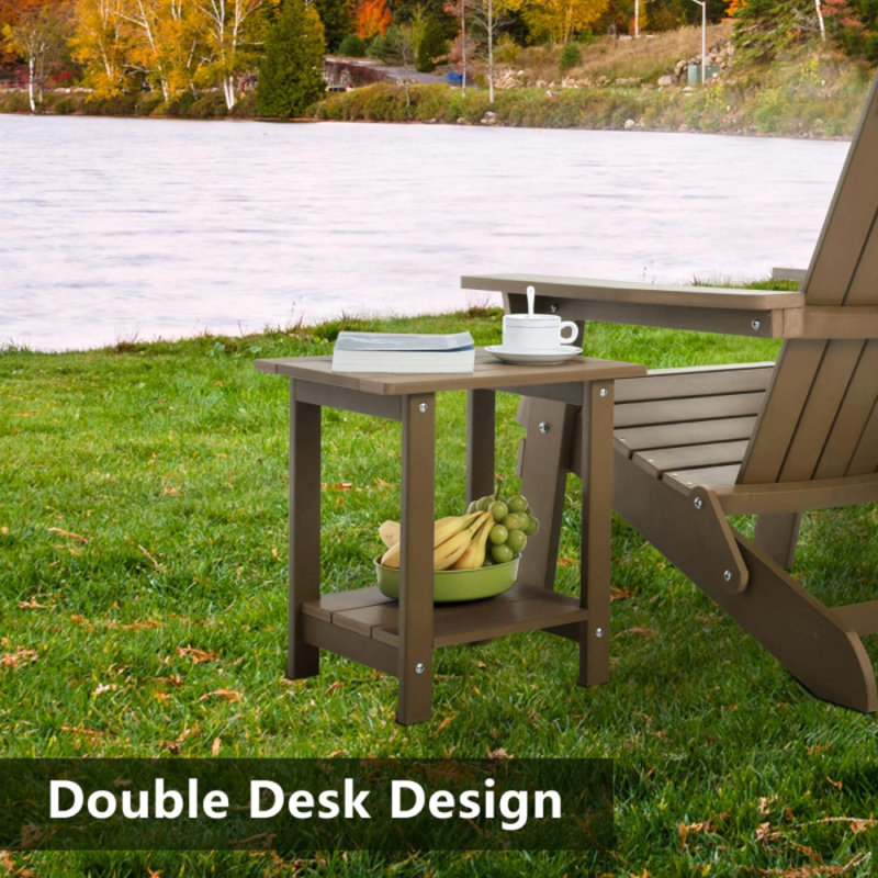 Givanni Rectangular Wood Outdoor Chat Table , 17'' in. W 14'' in. D