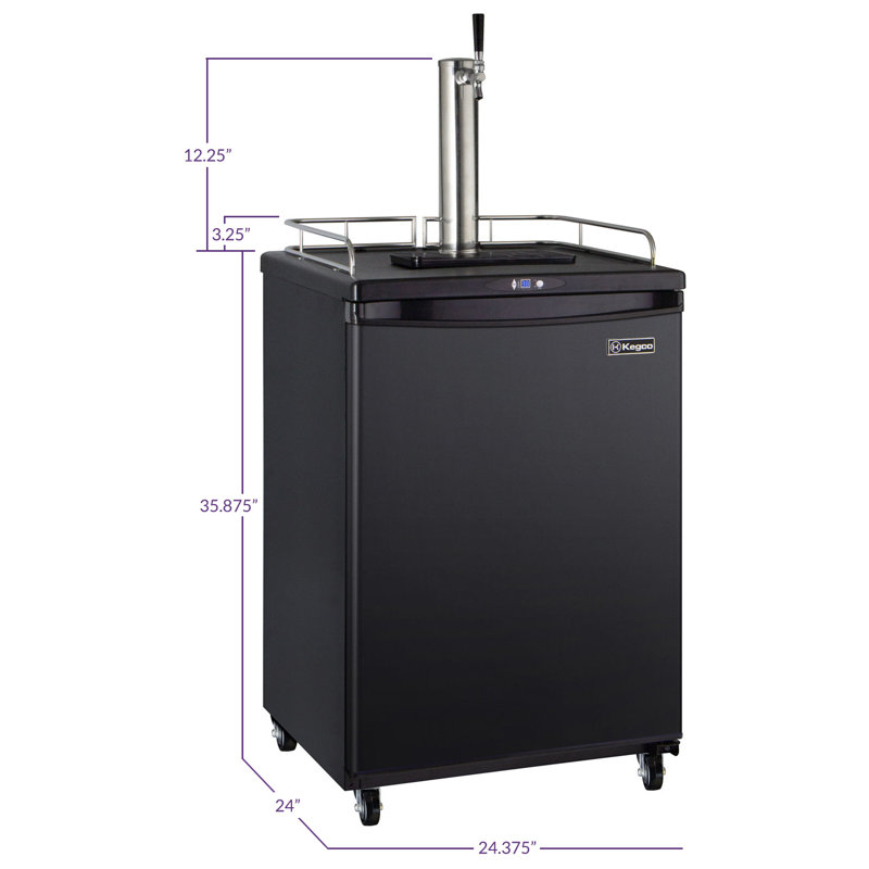 Kegco 5.8 Cubic Feet Single Tap Freestanding Kegerator with Adjustable Temperature, Black
