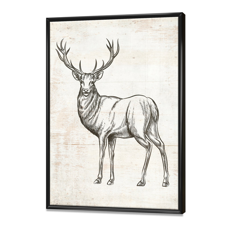 Cerf sauvage et magnifique - Reproduction d'art sur toile, H 40 po x l 30 po x P 1,5 po, Cadre flottant noir
