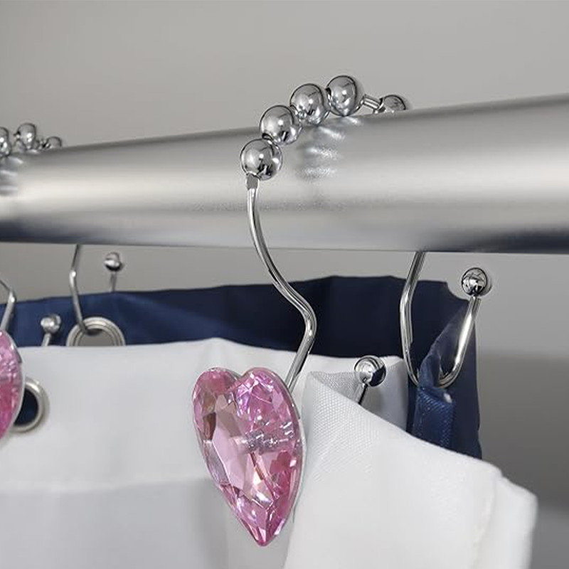 Crochets de rideau de douche, 12 pièces, anneaux de rideau de douche
