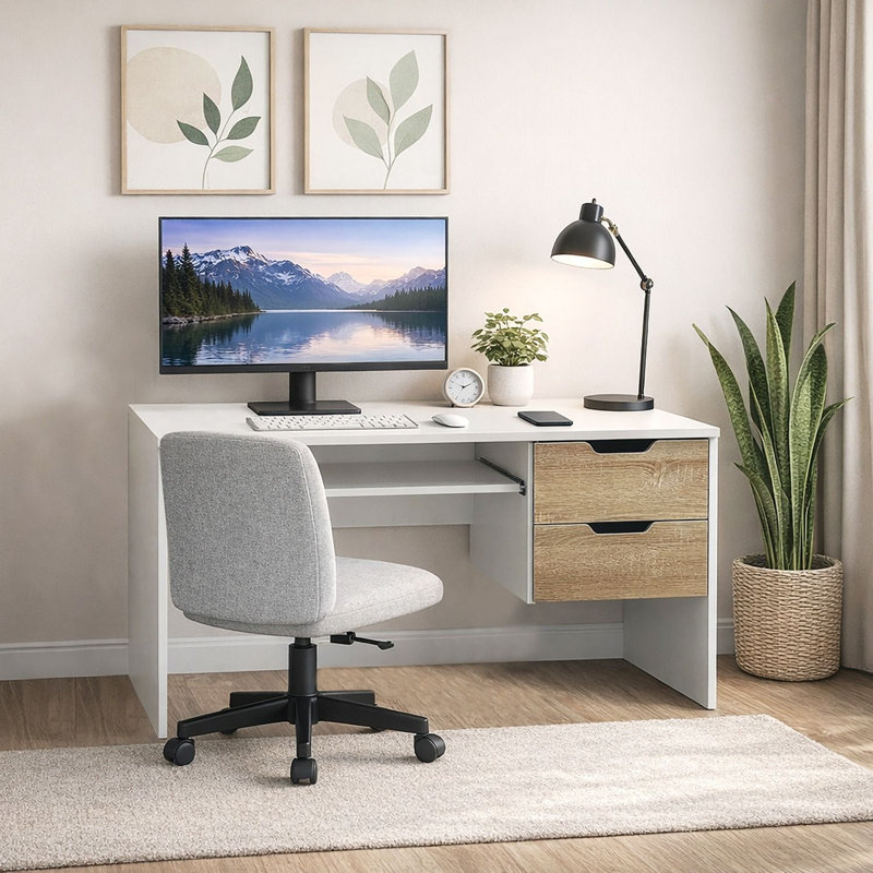 Computer Desk, Oak Drawers