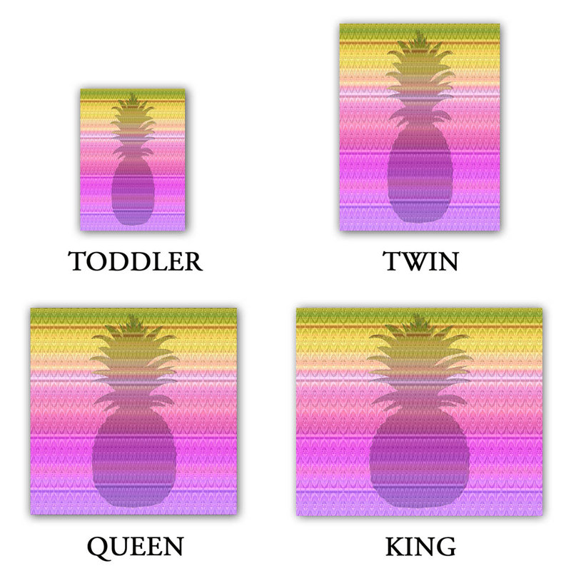 Ensemble de housse de couette ananas, 1 housse + 2 taies très grand lit, Rose / Mauve / Jaune