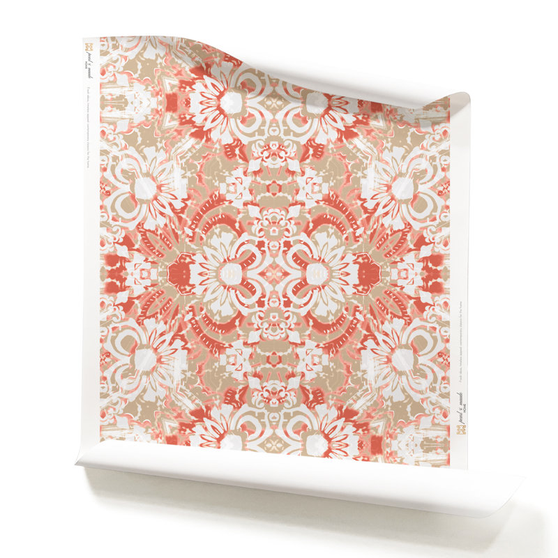 Carmen | Abstract Floral Wallpaper Double Roll, Pink/Red/White/Beige