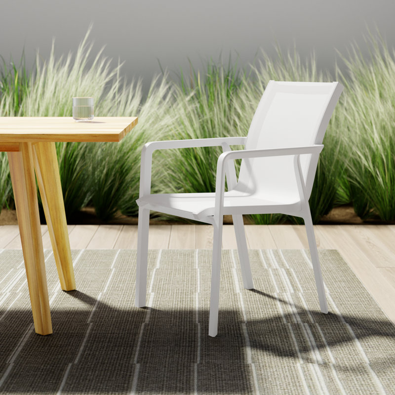 Farrah Stacking Patio Dining Armchair, White