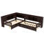Lit plateforme en L simple avec lit gigogne, lit plateforme en bois massif avec tiroirs de rangement et tablettes, aucune boîte à ressorts nécessaire-407168049