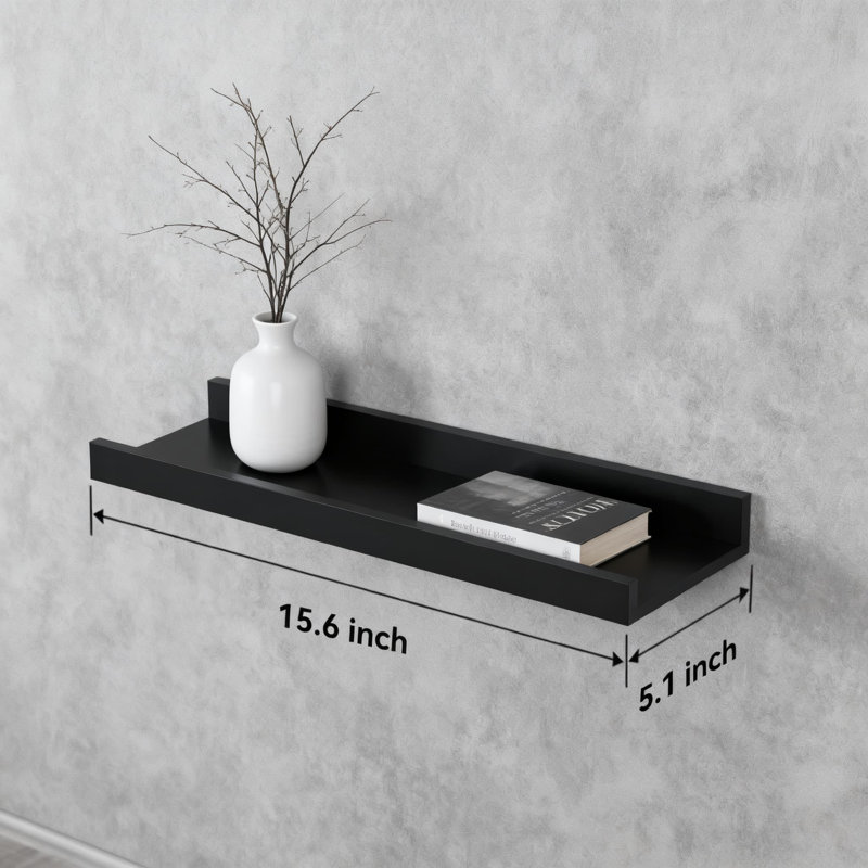Set Of 6 Floating Shelves With Protective Lip, Modern Wall Display Ledges For Pictures, Books, Plants And Home Decor In Living Room, Bedroom, Nursery And Bathroom