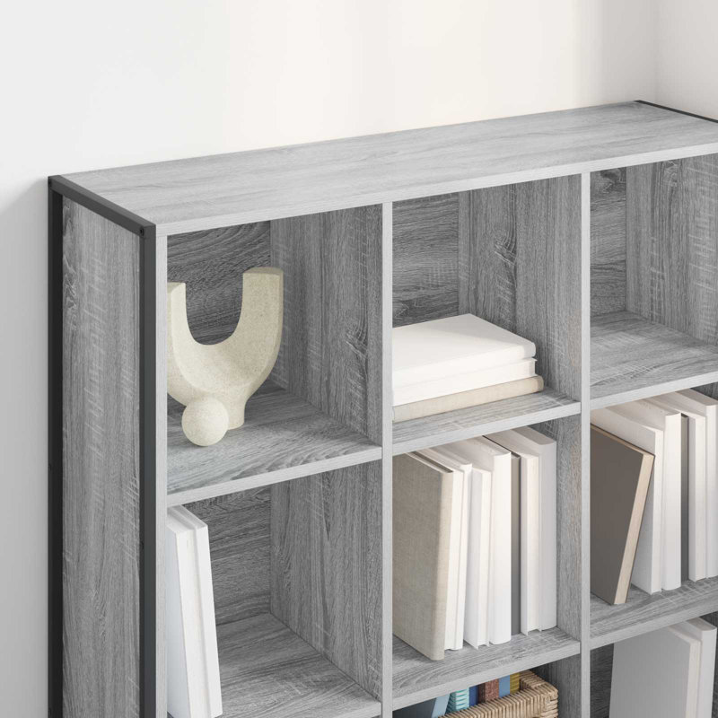 108cm H x 99.5cm W Steel Book Cabinet Bookcase, Grey Sonoma