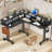 63"W Corner Standing Desk Adjustable Height Electric L Shaped Standing Desk With Drawers Gamers-1384098129