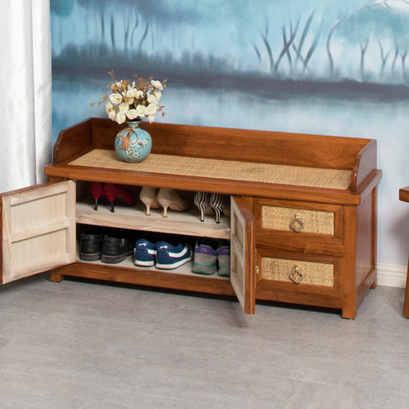 New Chinese Shoe Stool For Shoe Stool 6 Pair Shoe Storage Bench, Brown