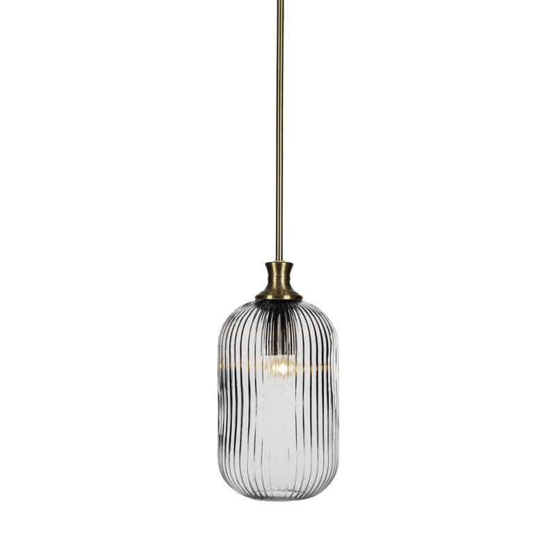 Carina Stem Hung Pendant With 8.25" Glass, New Age Brass, Frosted