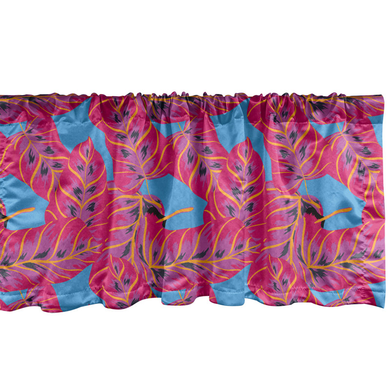 Ambesonne cantonnière d'été lot de 2 feuilles de bananier abstrait tropiques magenta bleu abricot
