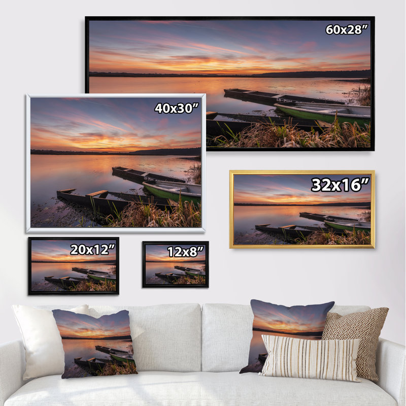 Sunrise Lake - Photographie sur toile, Cadre blanc, H 24 po x l 36 po x P 1 po