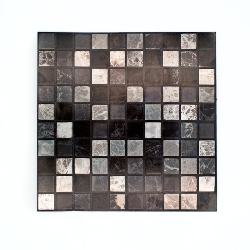 Marquina Metallic Marble Mosaic Wall Tile Sticker Set 15cm x 15cm, Black