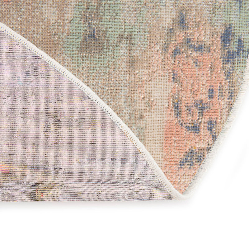 Tapis brun / bleu clair / beige, Ovale 5 pi x 8 pi