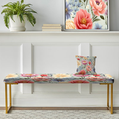 Pastel Garden Floral Happiness - Banc rembourré floral doré