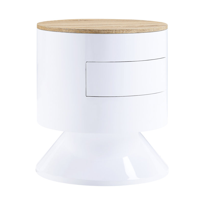 Table d'appoint en bois blanc avec présentoir et utilitaire - entièrement assemblé, assemblage - conception élégante