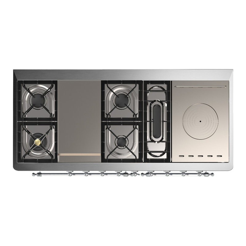 Majestic III Series 60 Inch Dual Fuel Range with 7 Sealed Burners, Griddle, Frenchtop in Antique White (Natural Gas, Copper Trim)