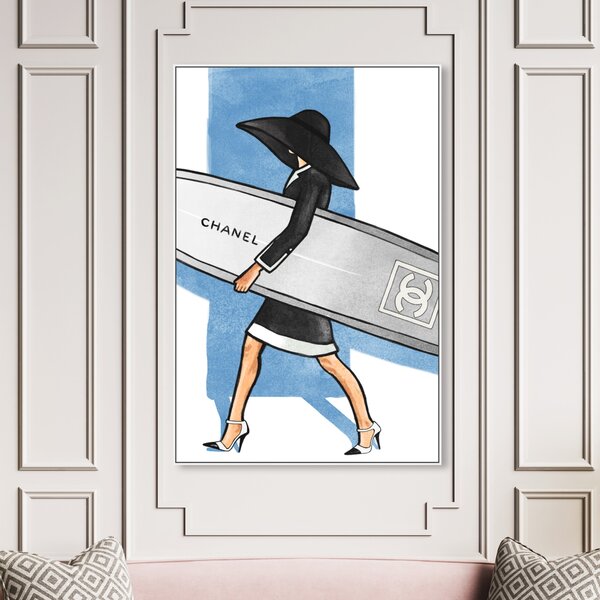 Surfer Girl Tall' Wrapped Canvas Graphic Art Print on Canvas Oliver Gal Format: Wrapped Canvas, Size: 36 H x 24 W