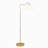 Stina 60" Brass Ring Base Curved Floor Lamp With Triangle White Empire Shade