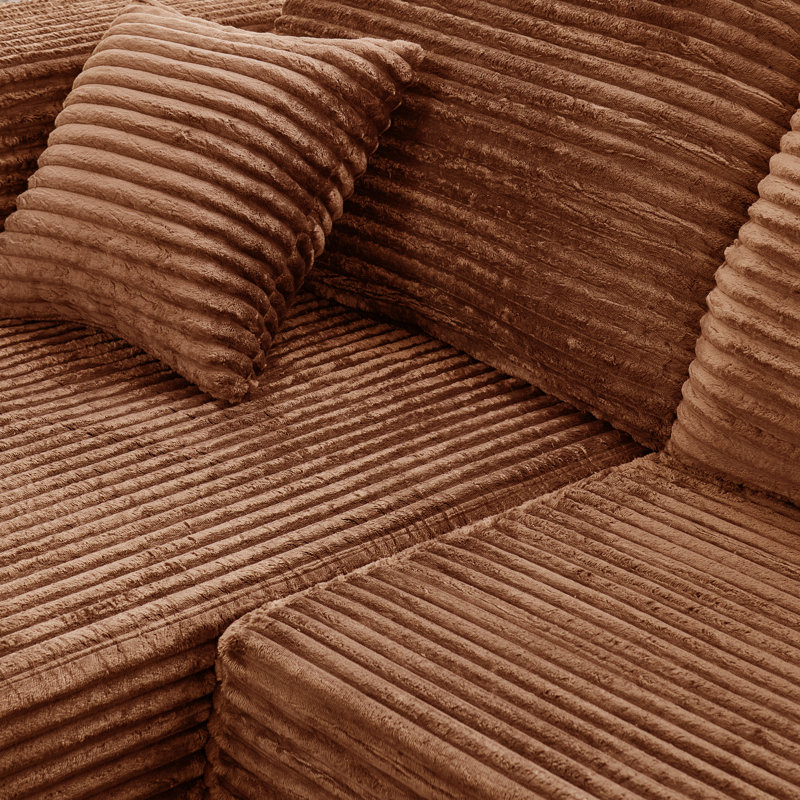 Ensemble de fauteuil modulaire en flanelle avec repose-pieds Kapellen, ensemble de 2 pantoufles et repose-pieds avec coussin, canapé sans accoudoirs «Boneless» pour chambre à coucher