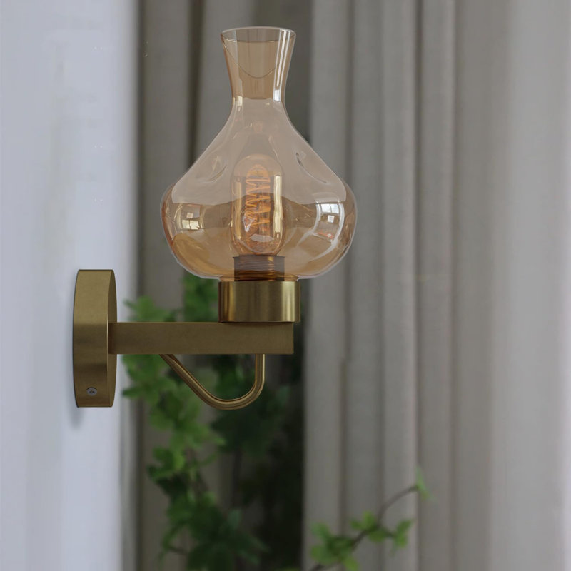 Aletris Glass LED Armed Sconce, Copper, No