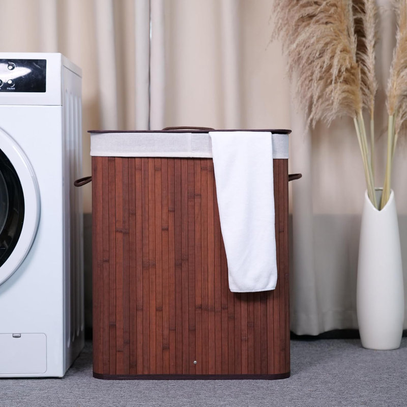 Large Laundry Hamper with Lid, 72l & 104l Capacity, Foldable Bamboo Frame with Sturdy Metal Ring, Removable Washable Laundry Bag for Bedroom, Bathroom, Closet Storage Organization