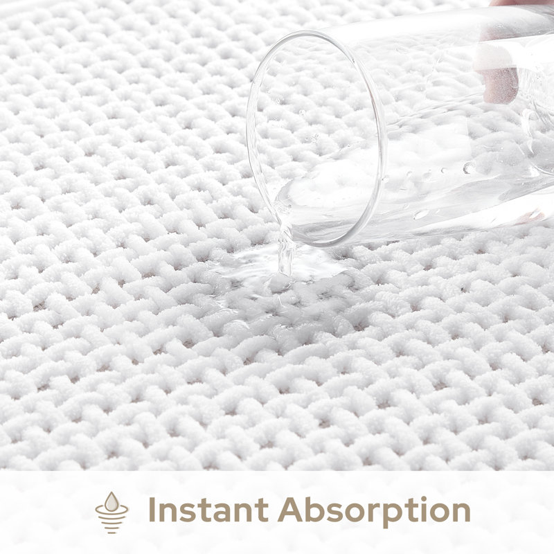  Tapis de bain blanc ultra fin antidérapant, 32 po x 20 po + 24 po x 17 po (ensemble de 2), Blanc