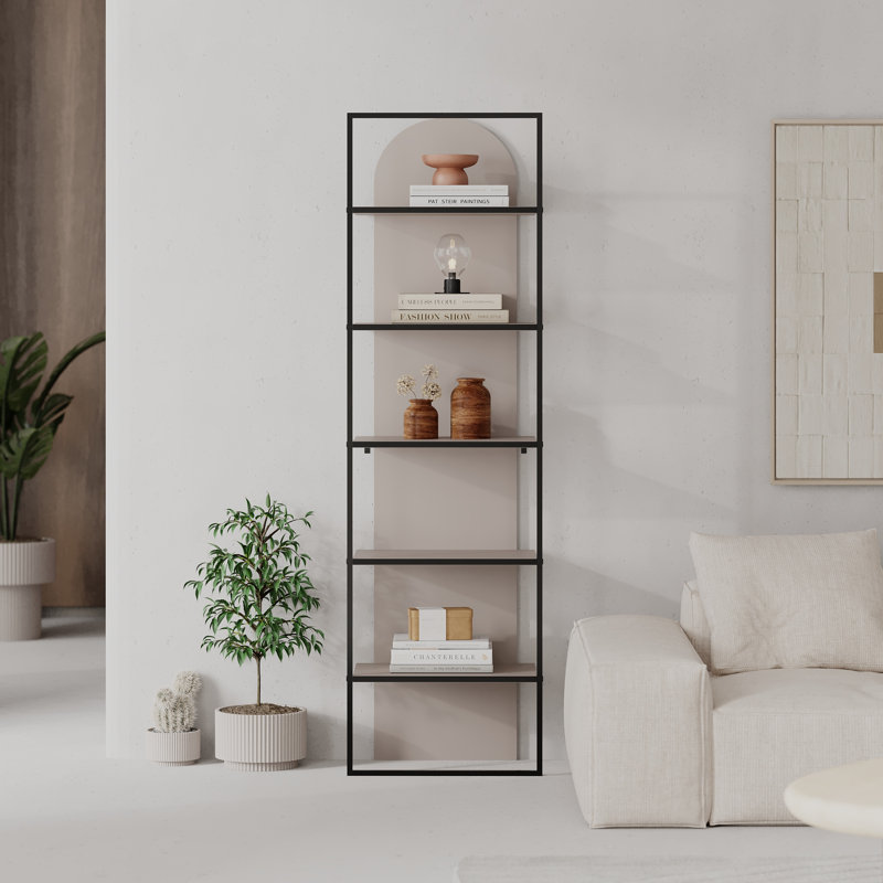 Archy Modern Bookcase 5-Tier Wall Mounted Shelf 180 cm, Light Mocha
