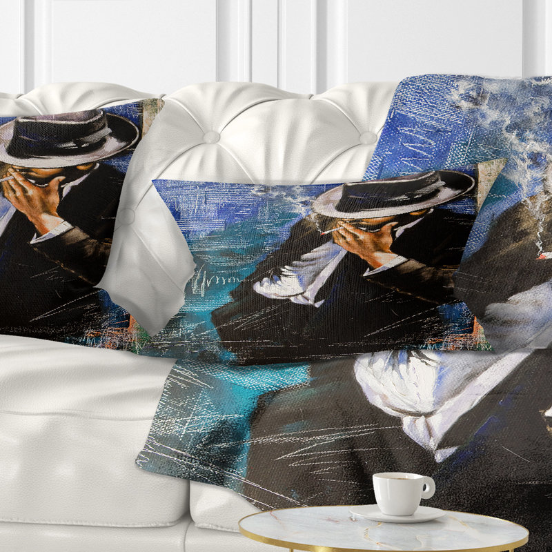Coussin décoratif «Man with Cigarette - People», Rectangle, 12 po x 20 po