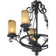 Lustre suspendu d'intérieur en fer forgé à la main 5 lumières Sayles avec abat-jour en verre de grès en forme de bougie