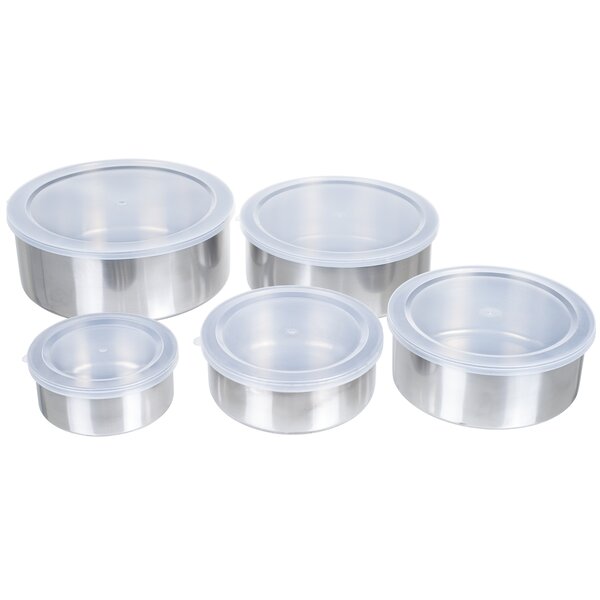 Home Basics 5 Piece Glass Bowl Set with Plastic Colorful Lids, FOOD PREP