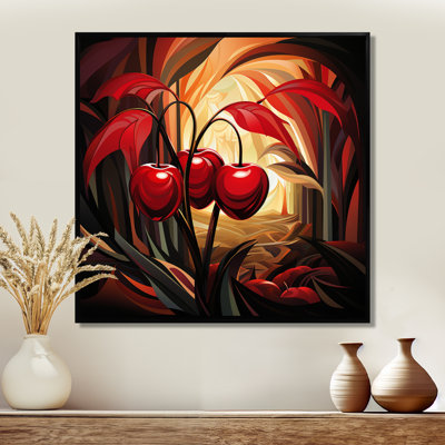 Summer Cherries Cubic Design II - Art mural cerise
