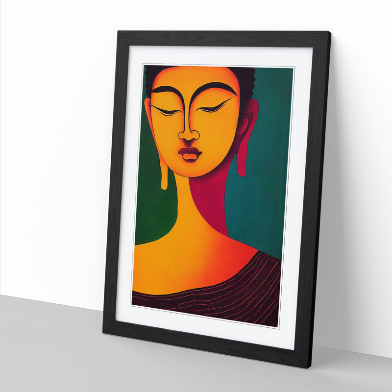 Buddha Abstract - Single Picture Frame Print, Black Framed, 64cm H x 46cm W