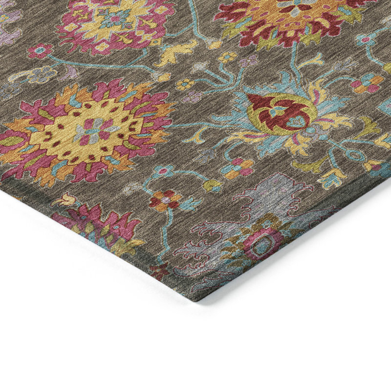 Tapis damassé intérieur / extérieur lavable à la machine ACN2288, Rectangle 2 pi 6 po x 3 pi 10 po