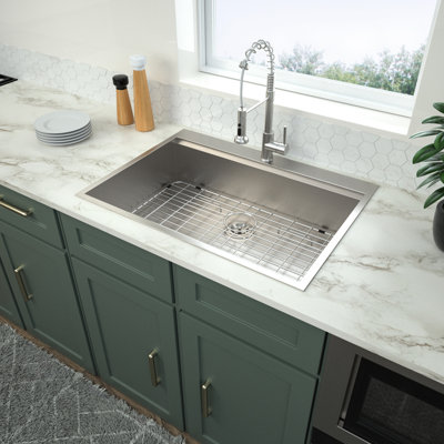 30" Drop In Kitchen Sink With Ledge To Enhance Space - 18 Gauge Stainless Steel Workstation For More