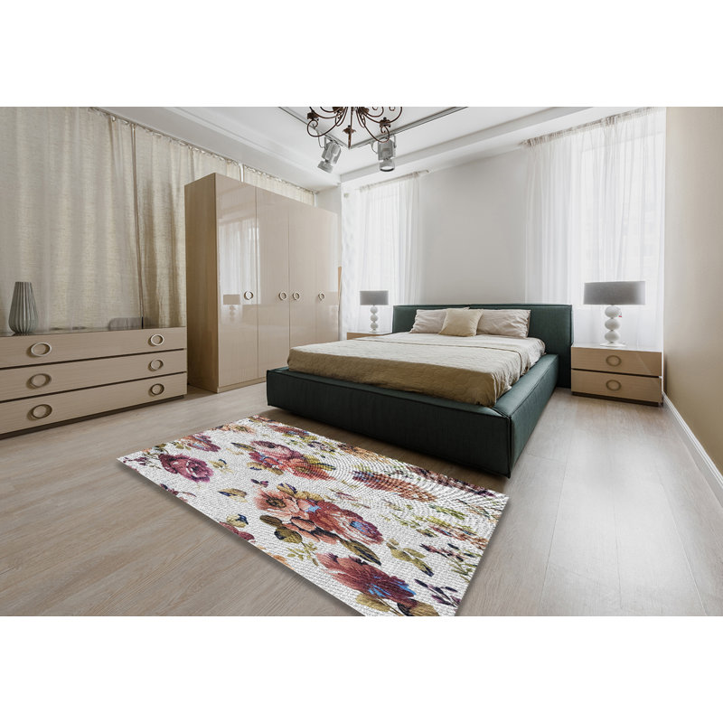 Tapis rouge à motif floral Mea, Rectangle 5 pi x 8 pi