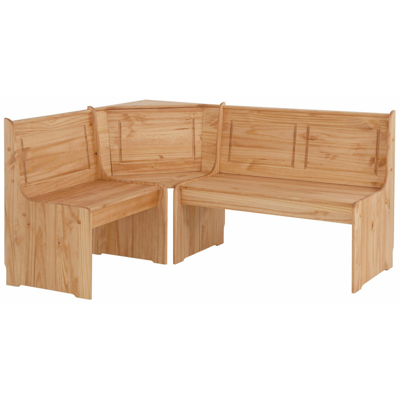 Vigga Solid Wood Corner Bench and Table Set, Nature