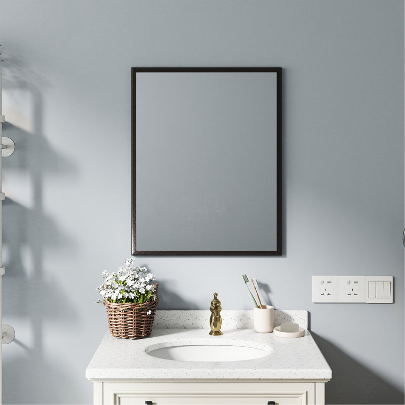 Rehaussez l'esthétique de votre salle de bain avec ce miroir noir en aluminium de 24 pouces!, Noir, 23,6 po x 29,5 po