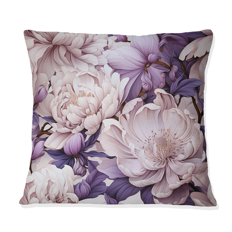 Coussin décoratif à imprimé floral «Purple Poppies Harmony I», H 18 po x l 18 po